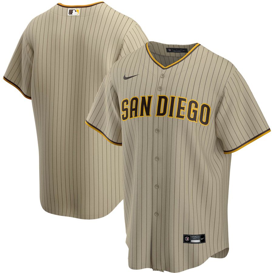 Men San Diego Padres Blank Nike Tan Alternate Replica Team MLB Jersey->->